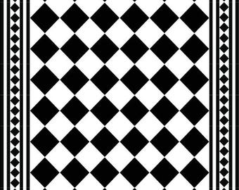 Custom 60x93 cm | Checkered Kitchen Mat, Black & white PVC Floor Runner, Geometric Vinyl Rug, Waterproof  Modern Kitchen Decor #600