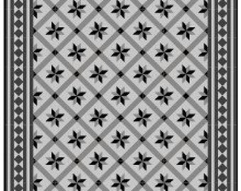 20% SALE - Gray Vinyl mat, Oriental geometric design, Kitchen mat, livingroom decor ,easy to clean, 240x60 cm | 7.8x1.9 ft #610