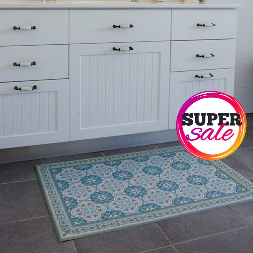 Green & Blue Kitchen Mat Livingroom Decor Tranditional Etsy