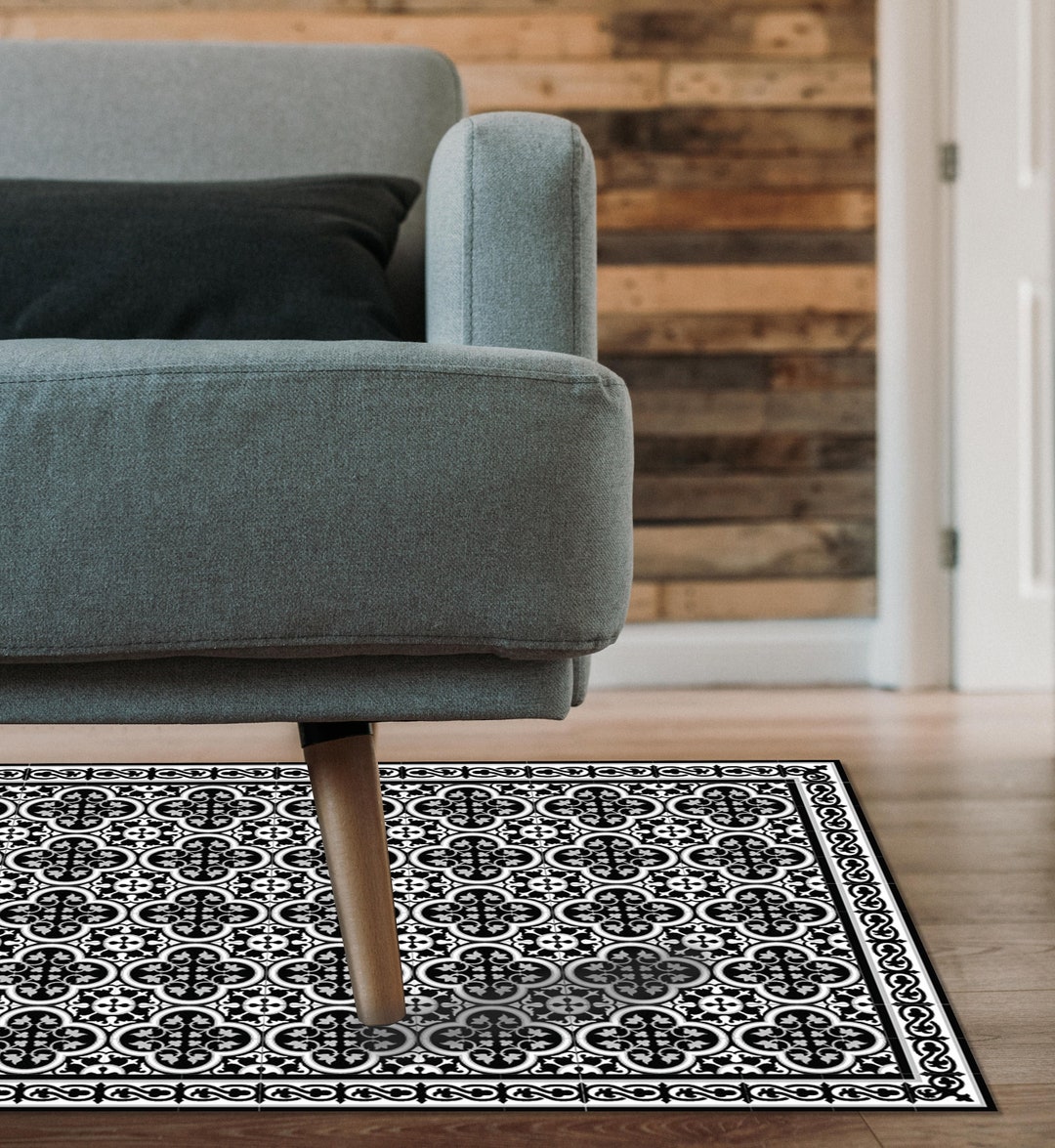 Tile Mat Rug Oriental Tile PVC Rug, Vinyl Living Room Floor Mat, Modern Tile Floor ...