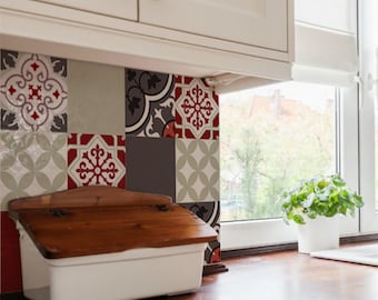 Mix Tile Decals  Kitchen/Bathroom tiles vinyl floor tiles free shipping - design 301