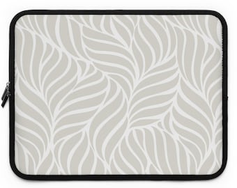 Beige Laptop Sleeve, Laptop bag, Tablet Case,  Pattern Designed laptop carrier,   padded cover for laptop,  Laptop pouch , Beige leaves #342