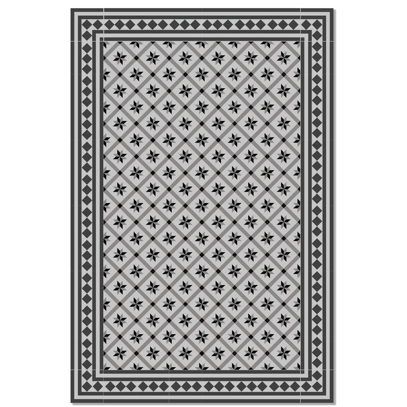 Gray Vinyl Mat Oriental Geometric Design Kitchen Mat Etsy
