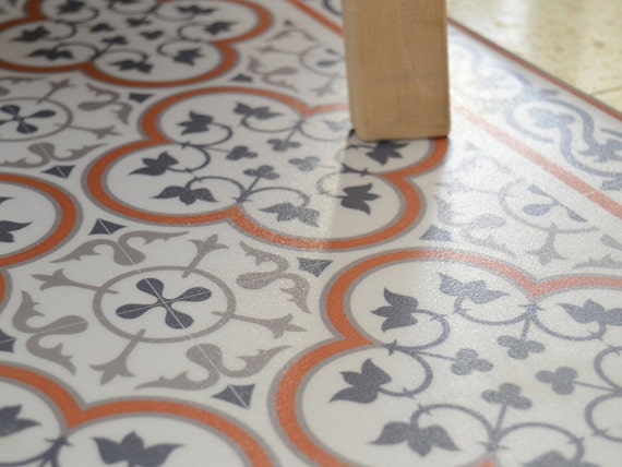 Decoratie doden Ontwarren PVC vinyl mat oosterse tegels patroon decoratieve linoleum | Etsy Nederland
