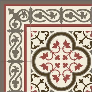 PVC vinyl mat, Oriental tiles Pattern, Decorative  linoleum rug, custom size, kitchen mat, livingroom decor ,brown and smoky red  #179