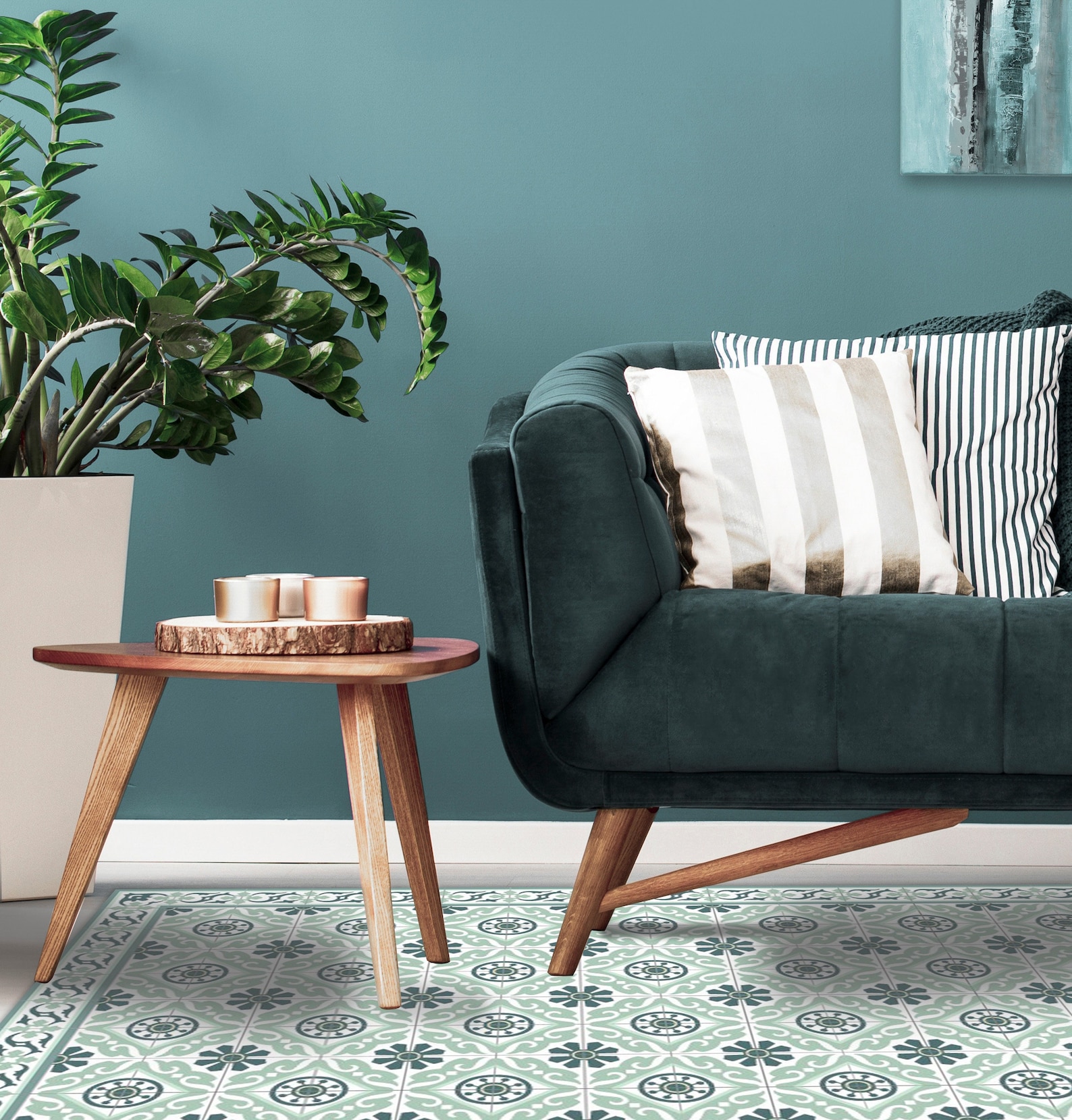 Decorative Linoleum Living Room Rug, Vinyl Living Room Floor Mat ...