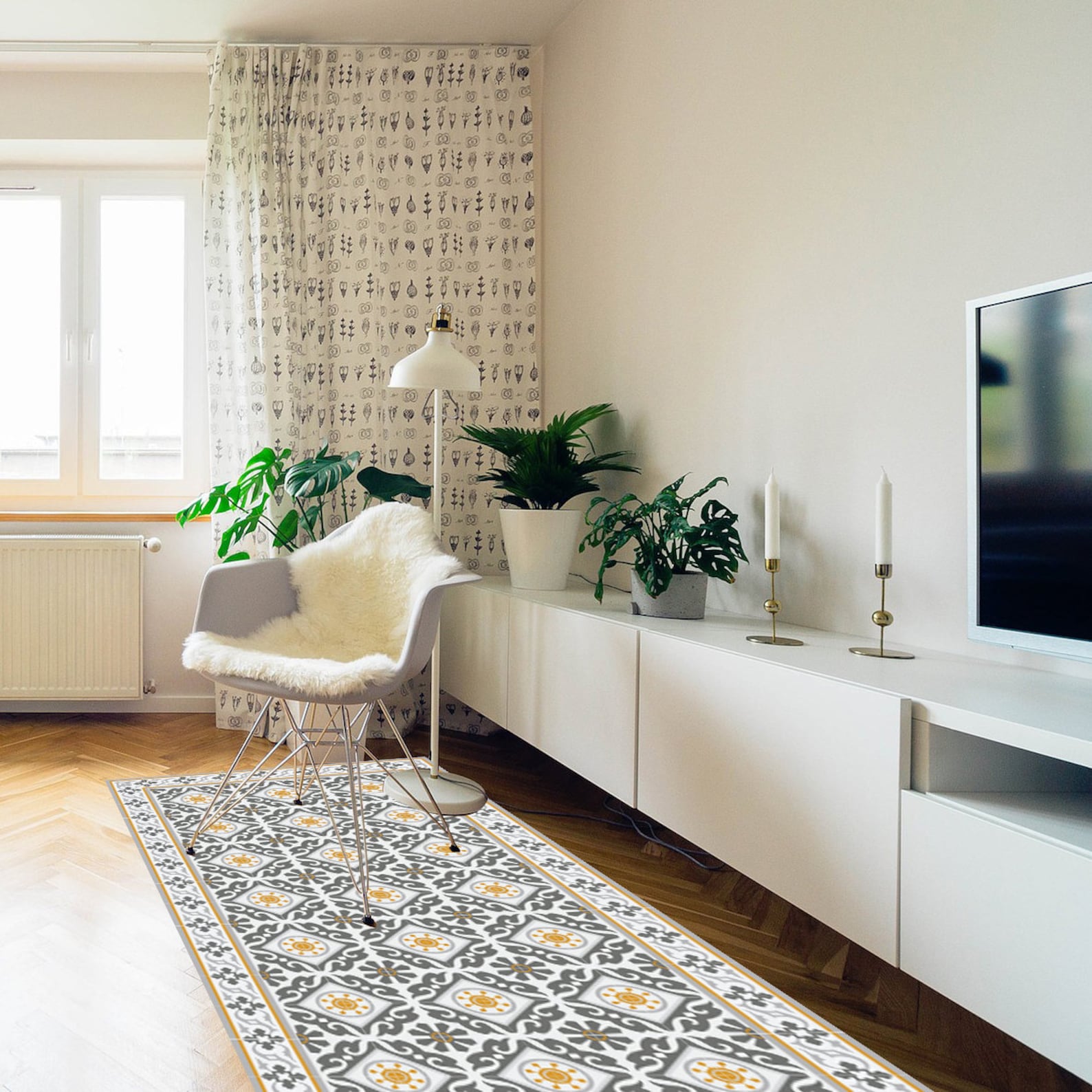 Yellow Gray Kitchen Mat Waterproof PVC Vinyl Mat Moroccan Etsy