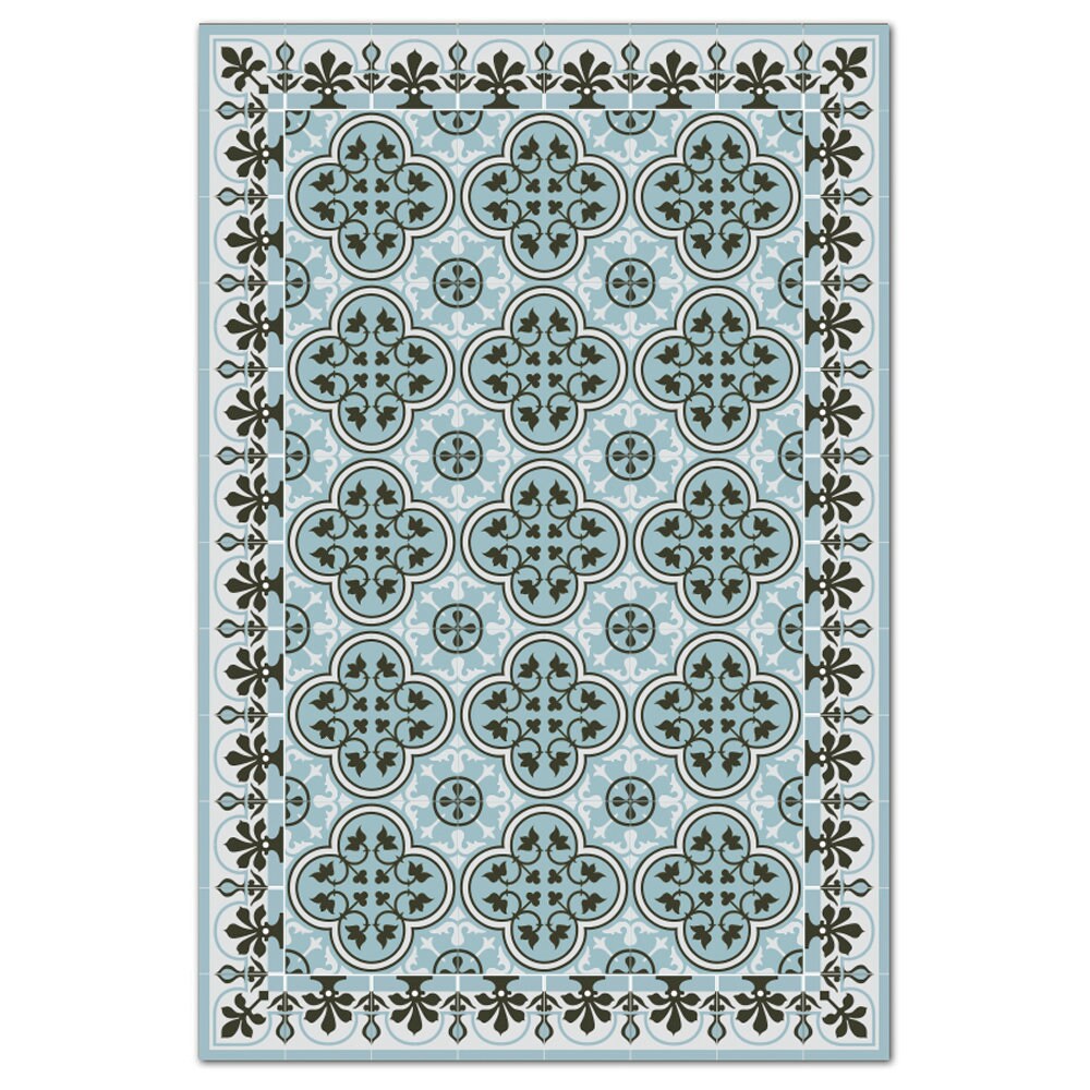 Light Blue & Gray Kitchen Mat Vinyl Mat Oriental Moroccan Etsy