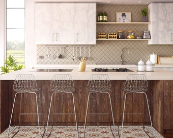 Bordeaux & Gray Kitchen vinylmat, Tegels ontwerp, Marokkaanse stijl Decoratieve linoleum tapijt, woonkamer inrichting, badkamer mat, aangepaste grootte #210