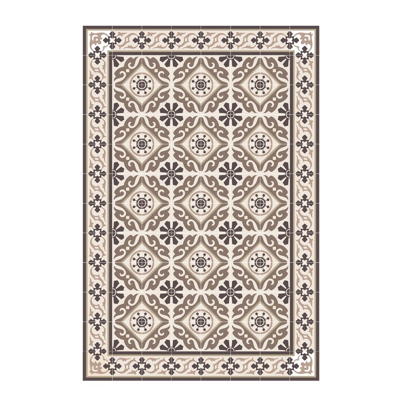 Kitchen Vinyl Floor Mat Oriental Maroccan Design Livingroom Etsy