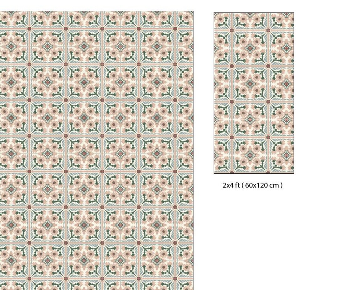 Custom Order , Oriental Tile PVC Rug, Vinyl Living Room Floor Mat ...