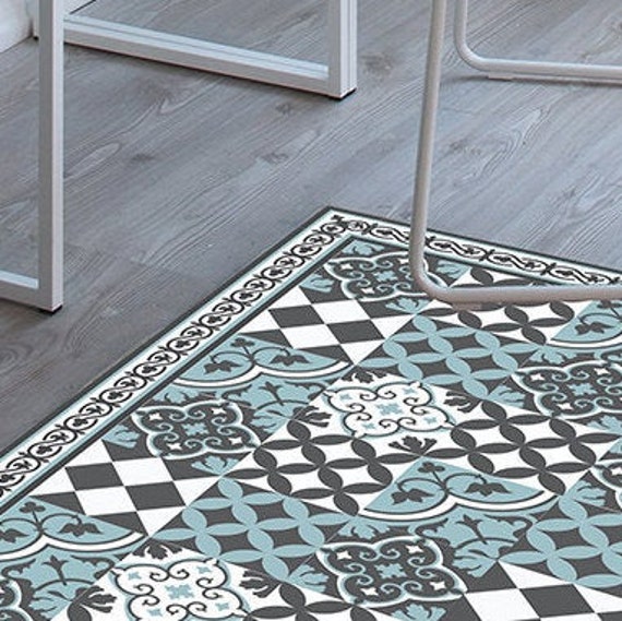 Linoleum Mat Bath Mat Moroccan Vinyl Mat Gray and White Vinyl Floor Mat Decorative Mat Moroccan Pattern Shaded Grey Marble Vinyl Rug
