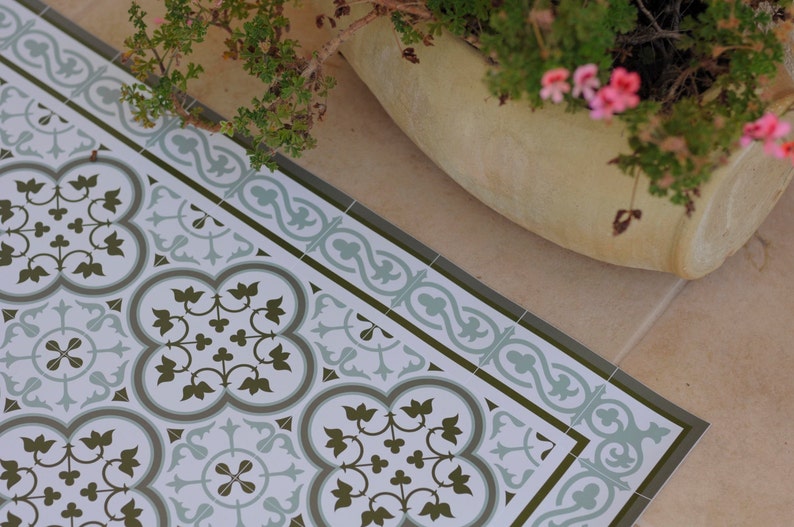 runner  #170 Azure Gray Vinyl mat maroccan design easy to clean livingroom decor kitchen mat Oriental\u00a0tiles d\u00e9cor