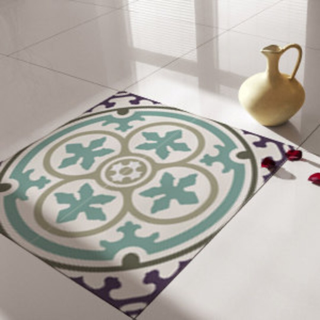 Tile Decal Rug Floor Tile Decals/stickers, Vinyl Decals, Vinyl Floor, Self Adhesive ...