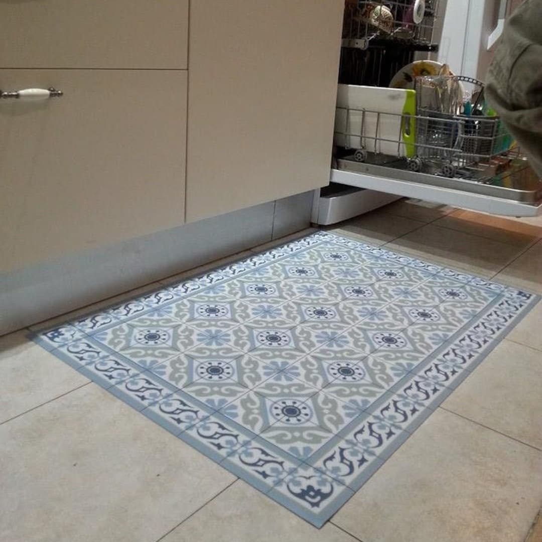 PVC Kitchen Mat, Vinyl Kitchen Mat, Non Absorbent Vinyl, Oriental Linoleum Kitchen Rug, PVC