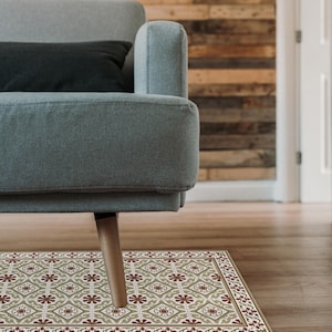 Modello di piastrelle verdi e bordeaux, PVC decorativo, tappetino in vinile, tappeto in linoleum, spedizione gratuita, tappeto da pavimento, arredamento da cucina, tappetino da cucina #218