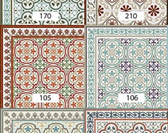 SAMPLE - Vinyl Mat, tranditional maroccan design ,tiles décor, kitchen mat , Linuleum Rug ,custom size, easy to clean   - SAMPLE ONLY