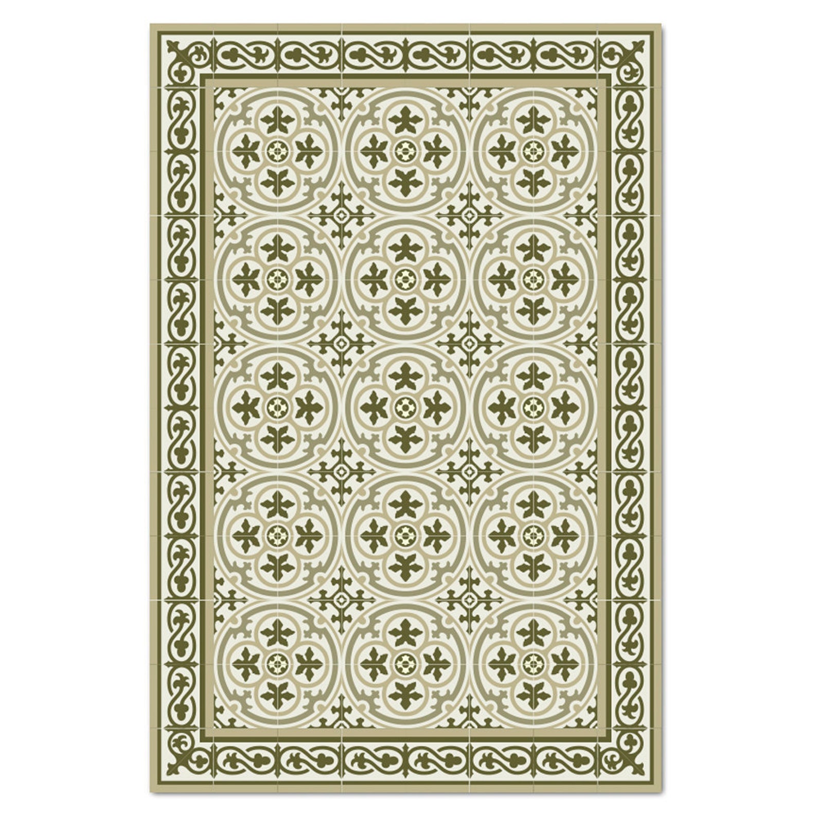 Green kitchen mat Vinyl mat Orientaltiles décor Etsy