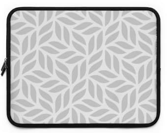 Tablet Case, Laptop Sleeve, Pattern Designed laptop carrier,  Laptop bag, padded cover for iPad,  Laptop pouch , gray leaves #332