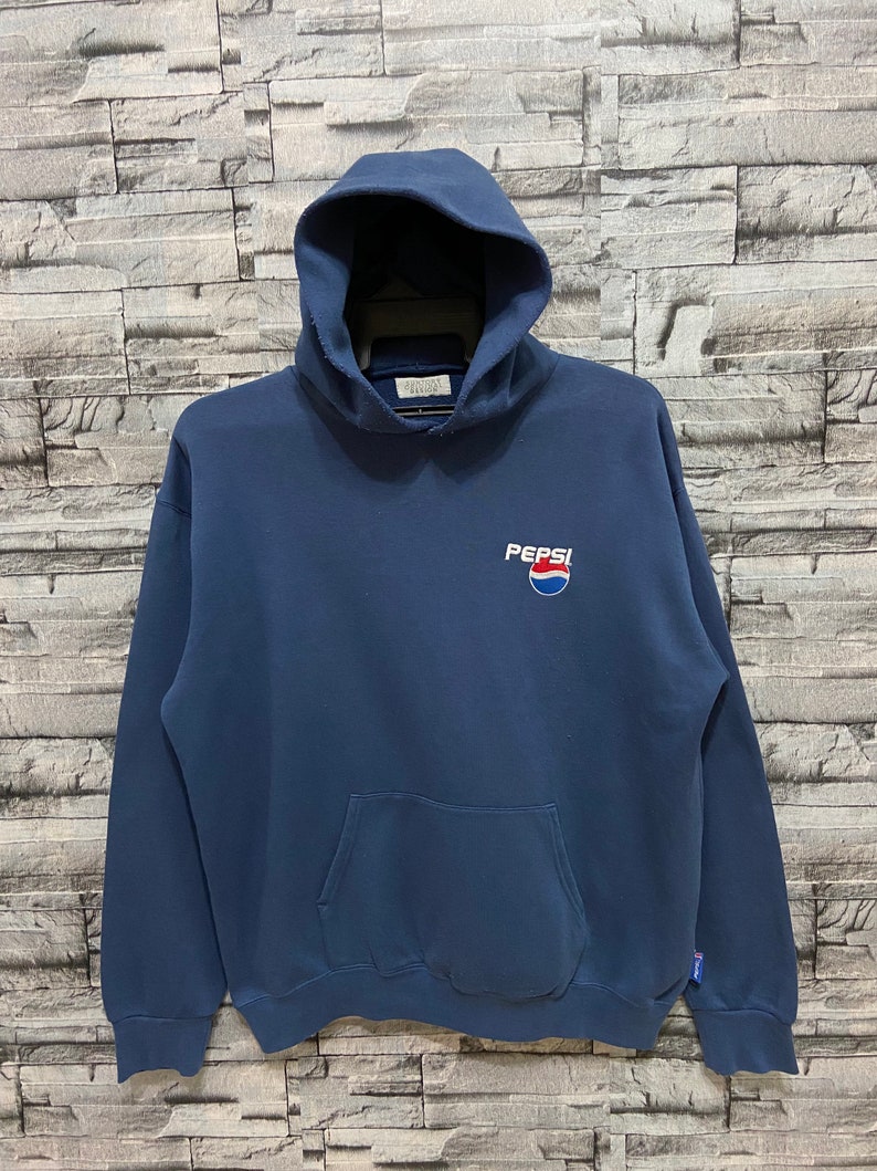 Vintage Pepsi Hoodie small logo embroidered fit XL dusty blue | Etsy