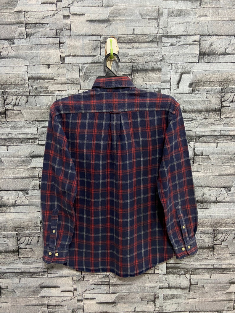 Vintage Kent In Tradition Flannel single pocket plaid design japanese flannel size M blue