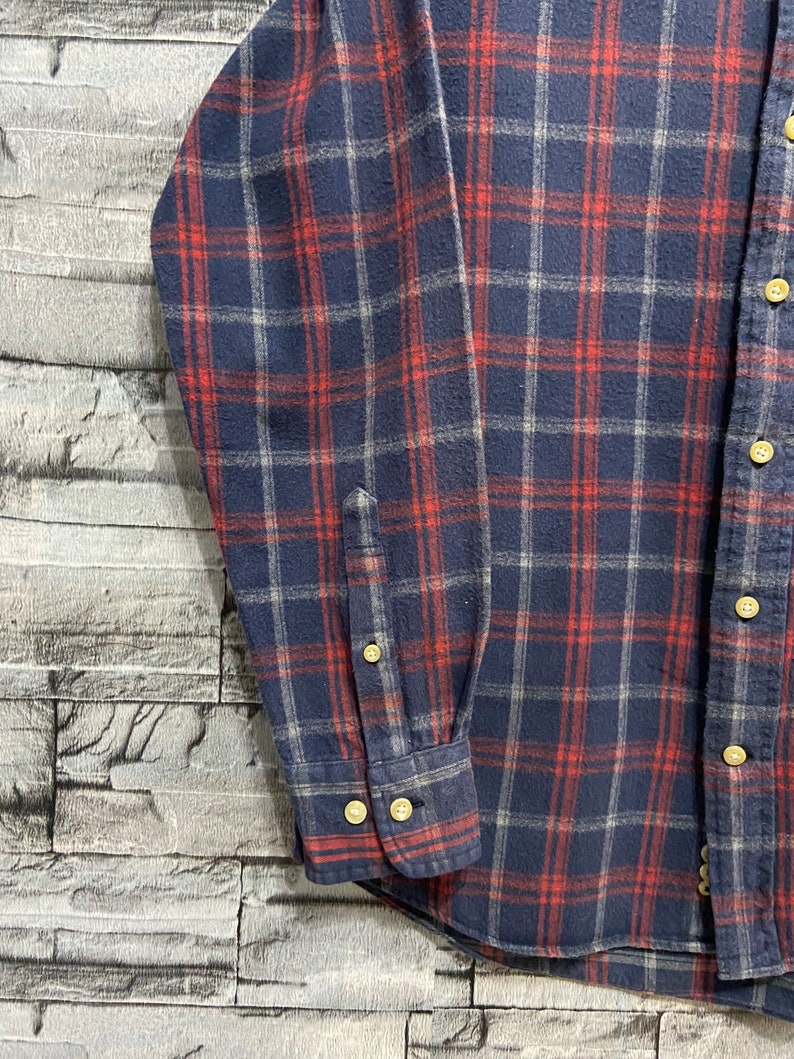 Vintage Kent In Tradition Flannel single pocket plaid design japanese flannel size M blue