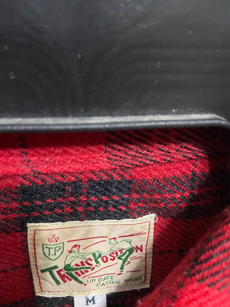 Vintage Flannel Trans Position single pocket plaid design size M fit L red