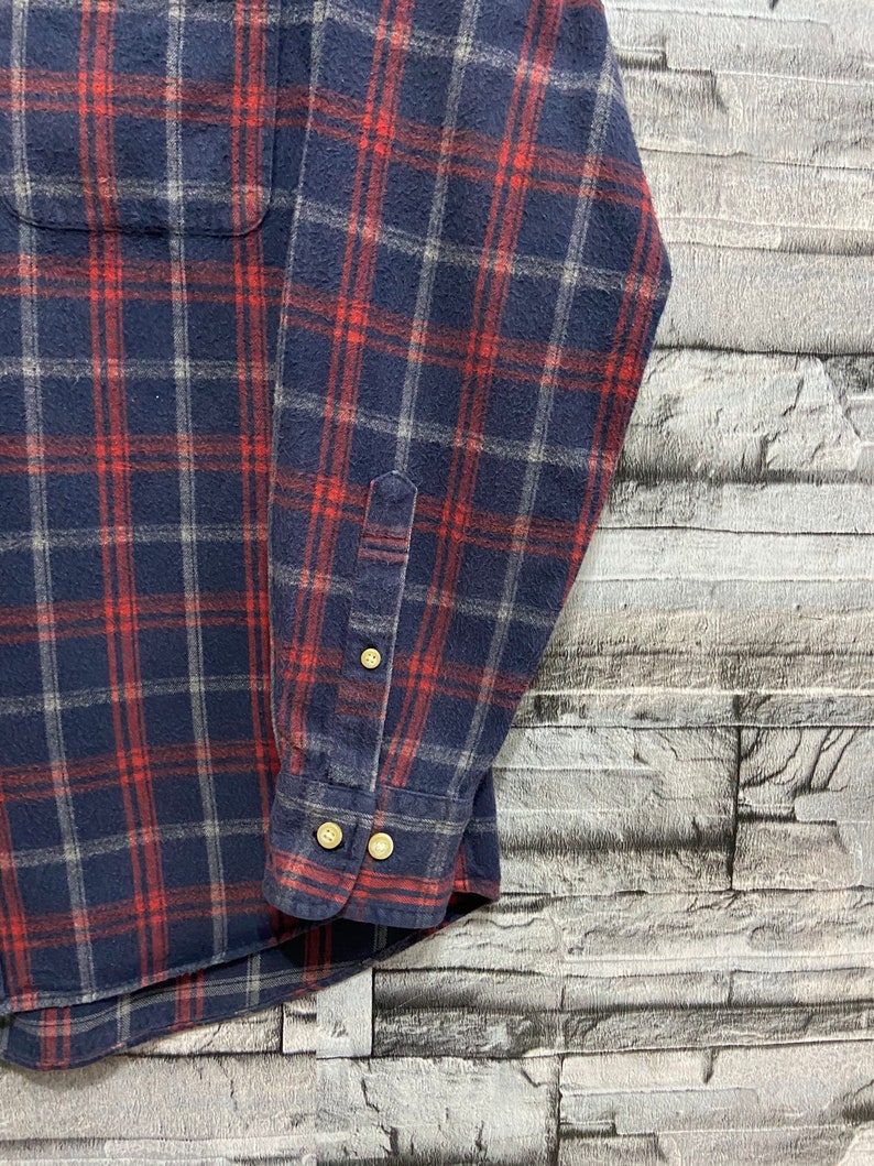 Vintage Kent In Tradition Flannel single pocket plaid design japanese flannel size M blue
