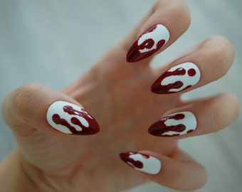 Blood Drippy Nails Etsy