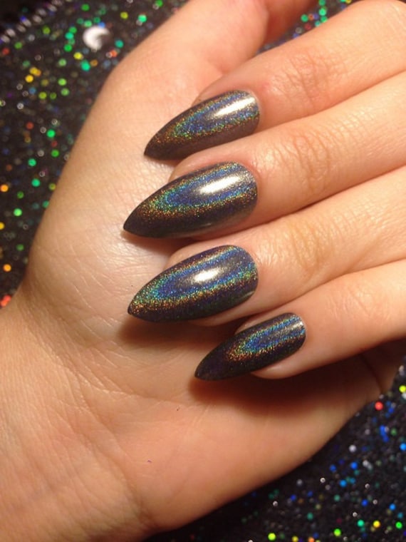 Black Holo || False Nails, Set of 20 || Tools for  display picture 2