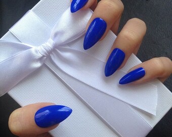 royal blue || false nails, set of 20 || tools for application included || press ons, glue on nails, press on nails, fake nails, stick on