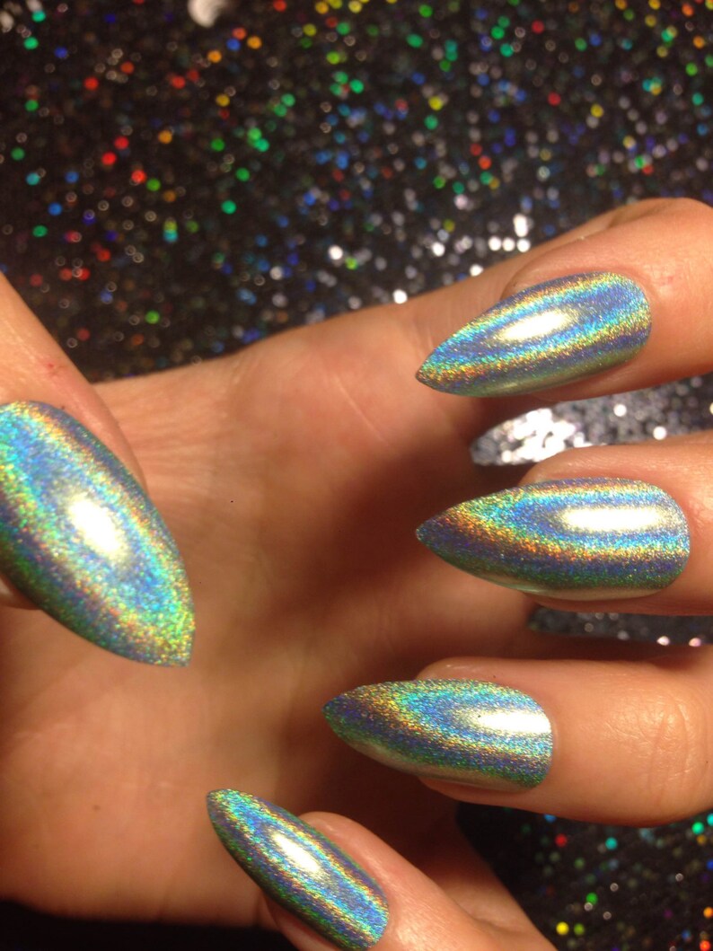 Sky Blue Nails With Glitter image 0