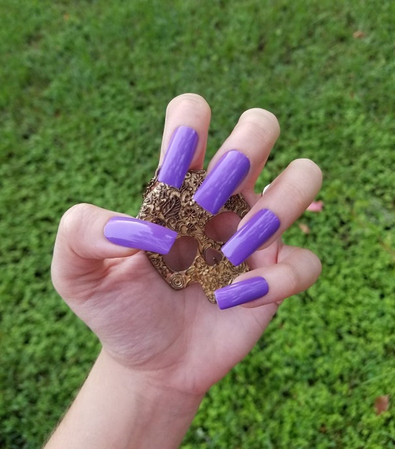 Purple Purple Nails Set of 20 Fake Nails False Nails Etsy