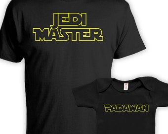 Maestro y Padawan Padre Hijo Camisas a juego Padre e hija Regalo Papá y Bebé Camisa a juego Trajes familiares Camisa Traje de bebé