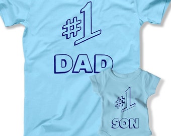 Number 1 Dad and Son Shirts Father's Day Gift From Son Daddy And Me Matching Father Son TShirts 1st Fathers Day Gift #1 Dad Son Boys Tees