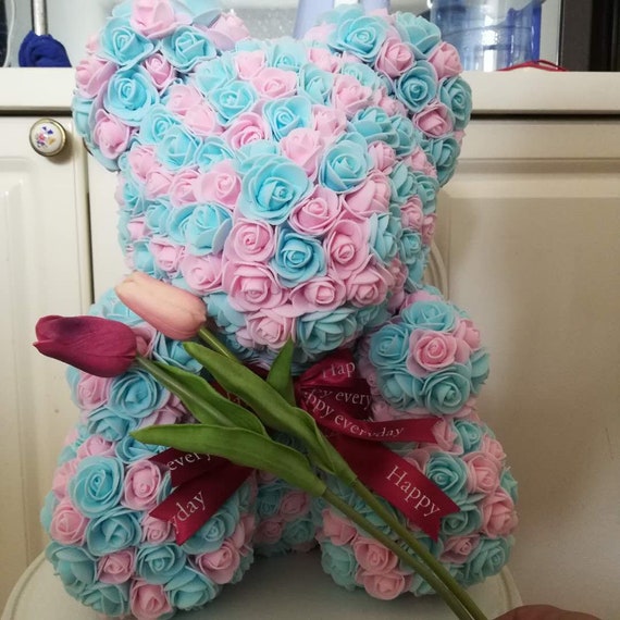 blue flower bear