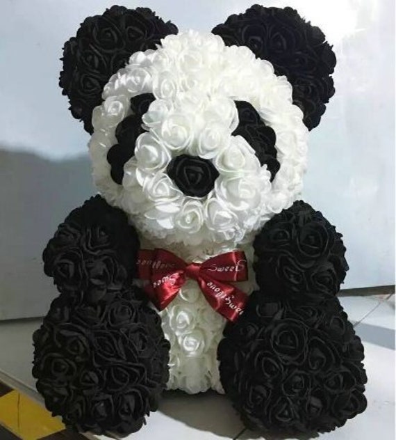 black rose teddy bear