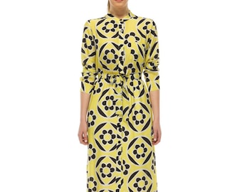 Sophie Shirt dress - Silk Yellow blossom print