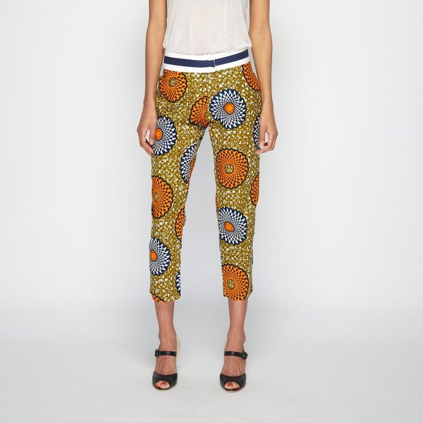 Lucy pants - Orange wheel print