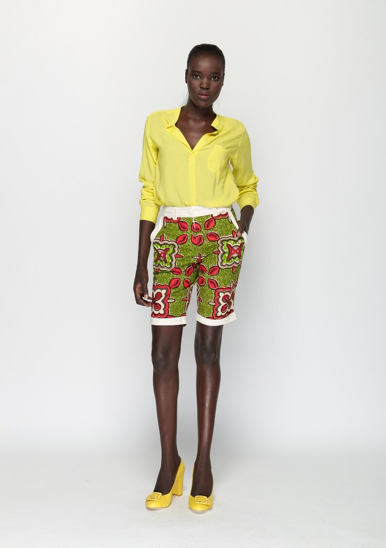 Green Star print Tora Long Shorts