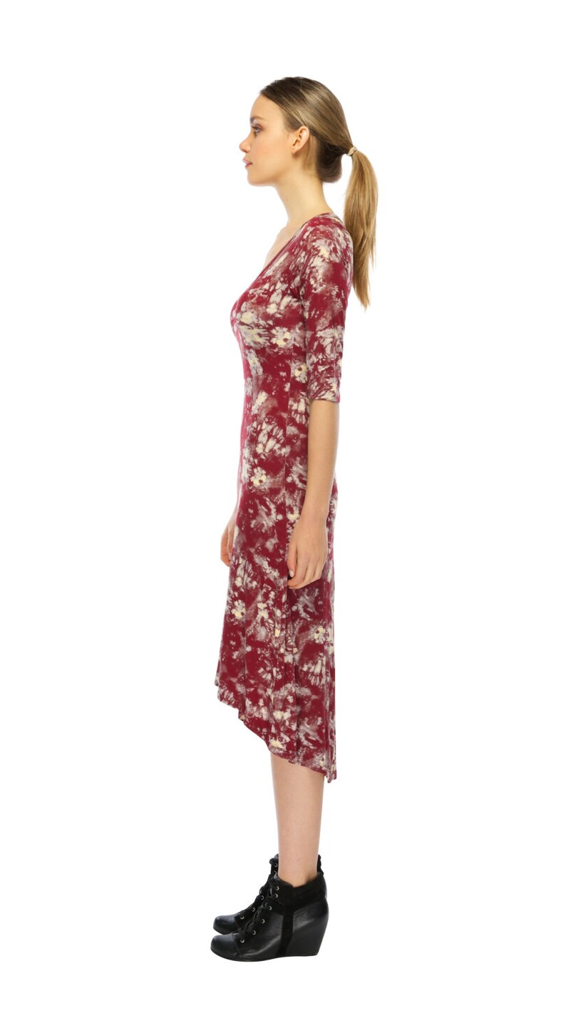 Flared out jersey dress red tie dye image 3