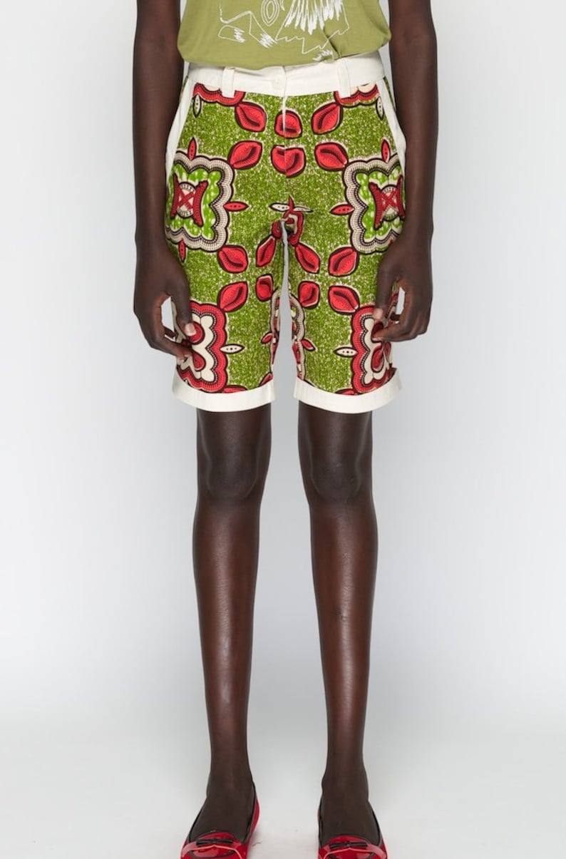 Green Star print Tora Long Shorts