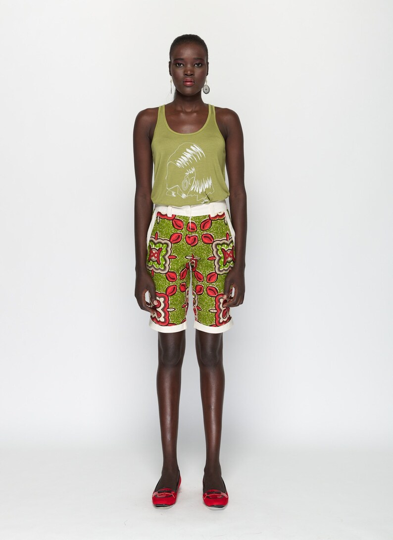 Green Star print Tora Long Shorts