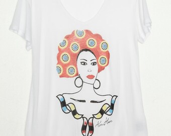 Short Sleeve t-shirt - Red Sunflower headwrap print