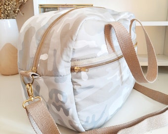 Sac à langer coton camouflage beige gris