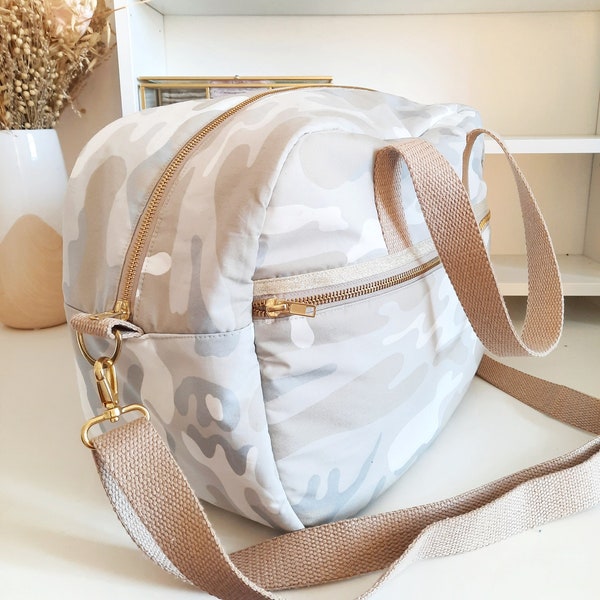 Sac à langer coton camouflage beige gris