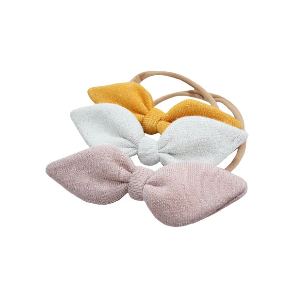 Bandeau headband 3 COLORIS bébé enfant en jersey lurex pailleté