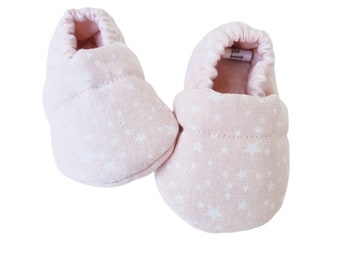 Baby linen slippers pink starry