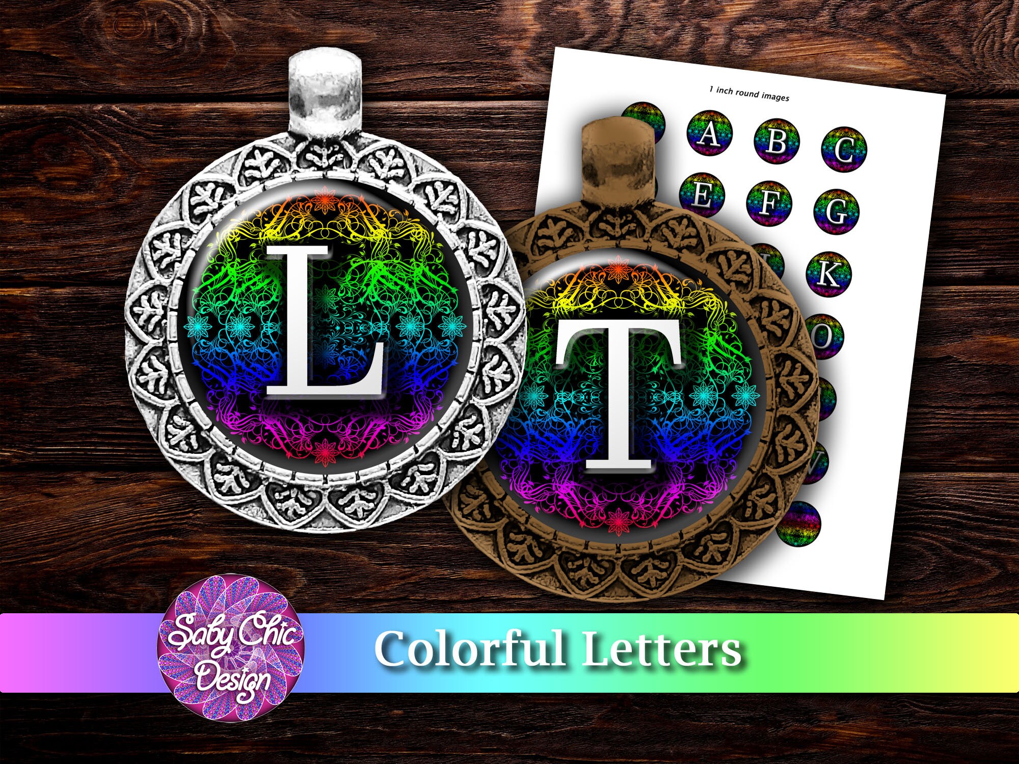 printable colorful letters 1 circles download etsy