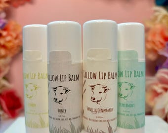 Extra Moisturizing Tallow Lip Balm - 8 different fragrances, extra large lotion tubes, .5 oz each